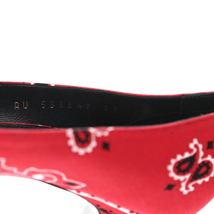Saint Laurent Bandana Charlotte Kitten Heel Pumps 37 Red 8 of 9