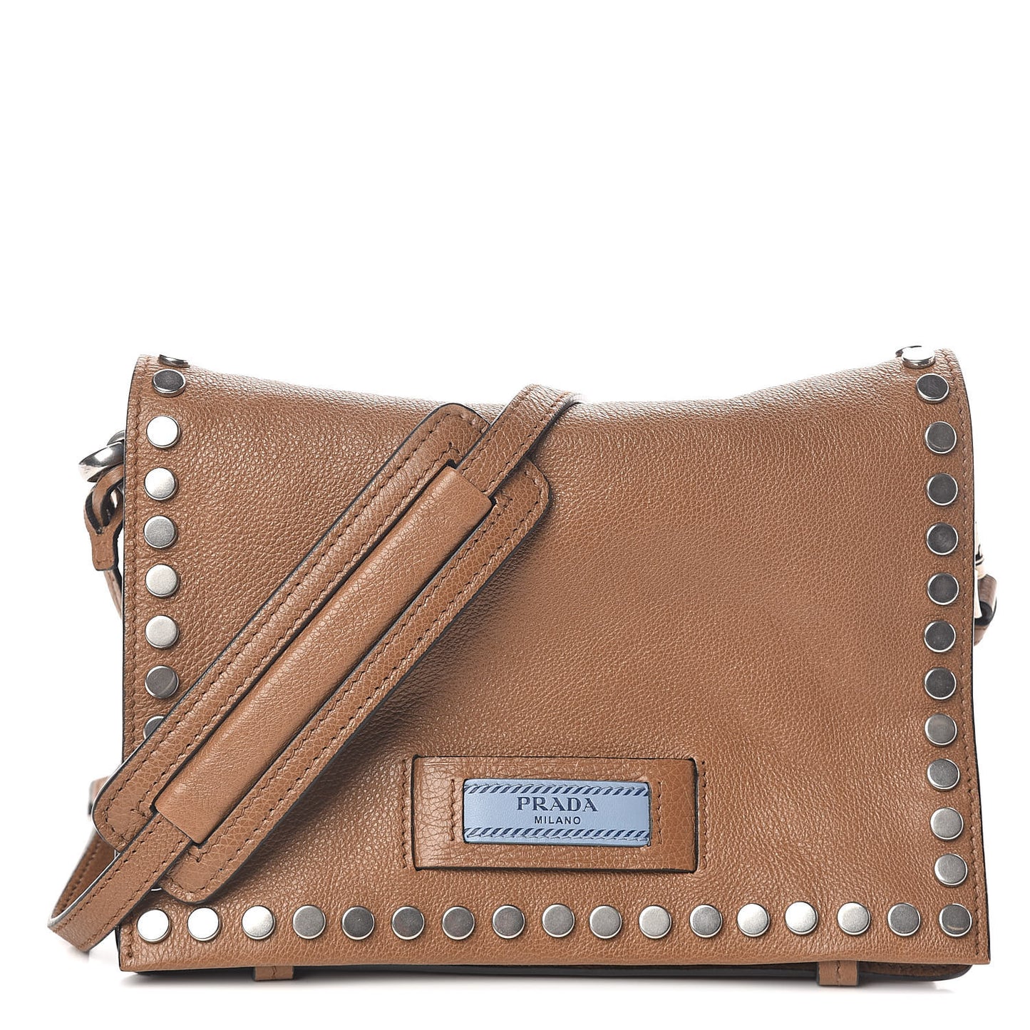 Glace Calfskin Studded Etiquette Flap Cannella