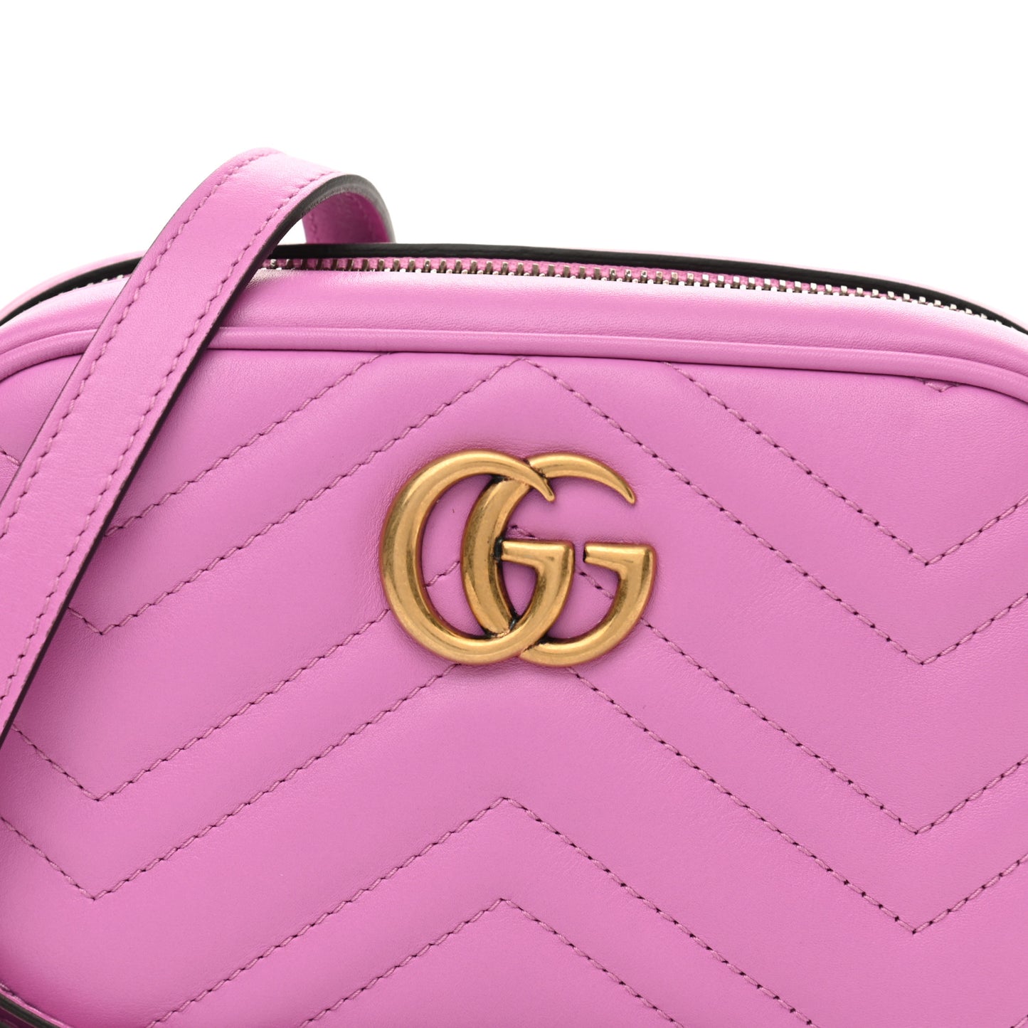 Calfskin Matelasse Mini GG Marmont Chain Shoulder Bag Candy Mousse