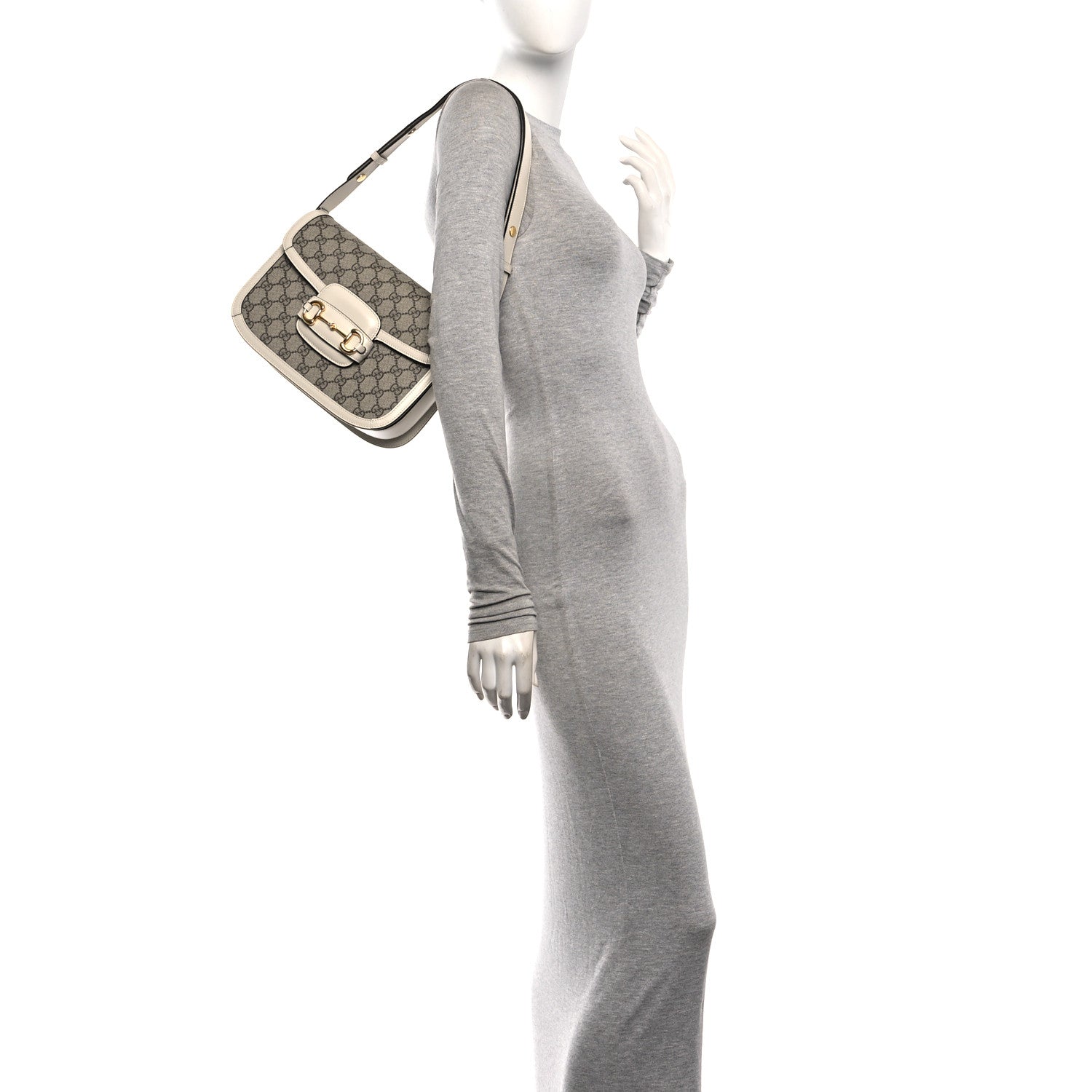 Gucci GG Supreme Monogram Horsebit 1955 Shoulder Bag Beige Mystic White 2 of 10