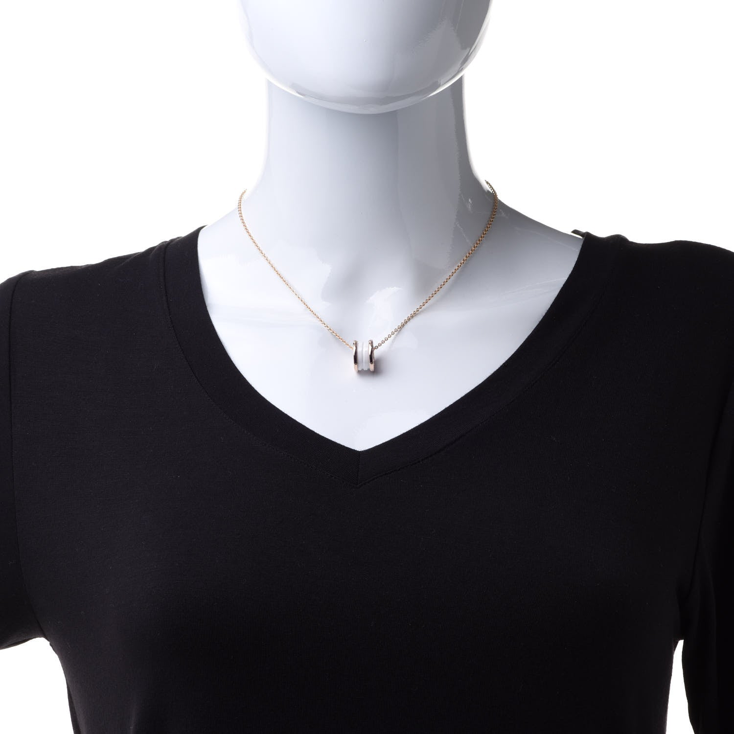 Bulgari 18K Rose Gold White Ceramic B.Zero1 Pendant Necklace 2 of 9