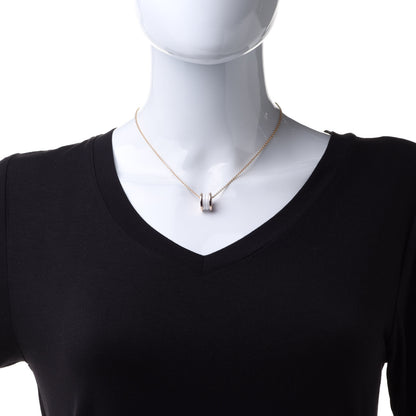 Bulgari 18K Rose Gold White Ceramic B.Zero1 Pendant Necklace 2 of 9