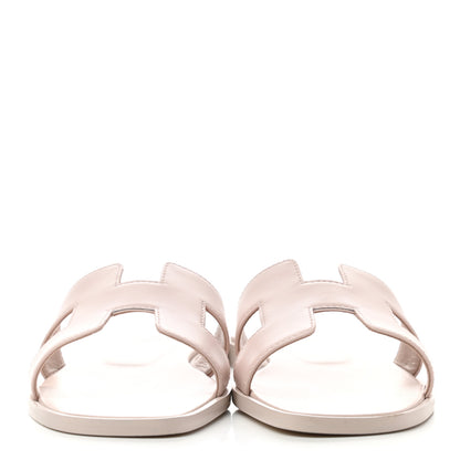 Hermes Box Calfskin Oran Sandals 37 Rose Pale 2 of 9