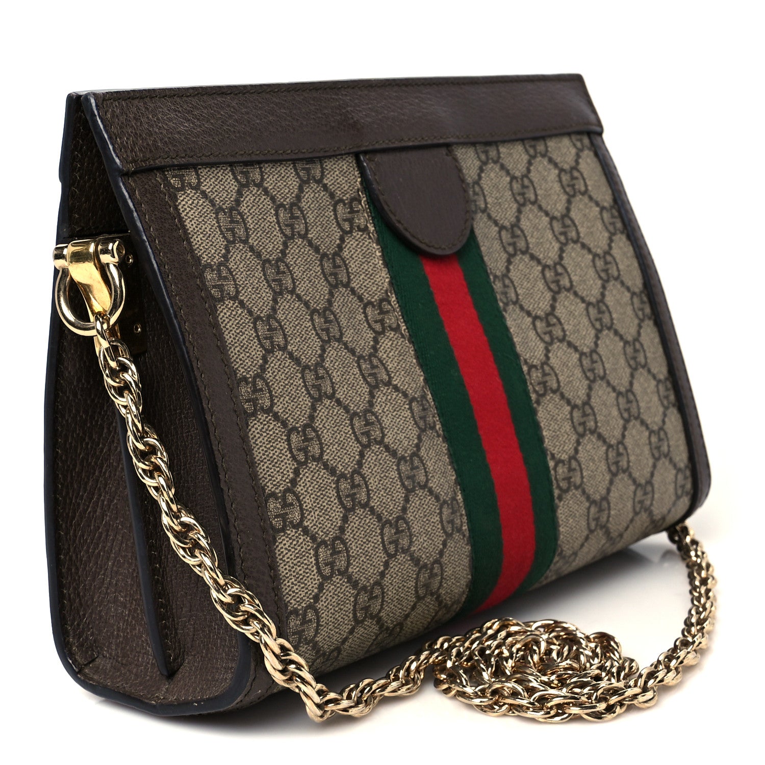 Gucci GG Supreme Monogram Web Small Ophidia Chain Shoulder Bag Brown 3 of 11