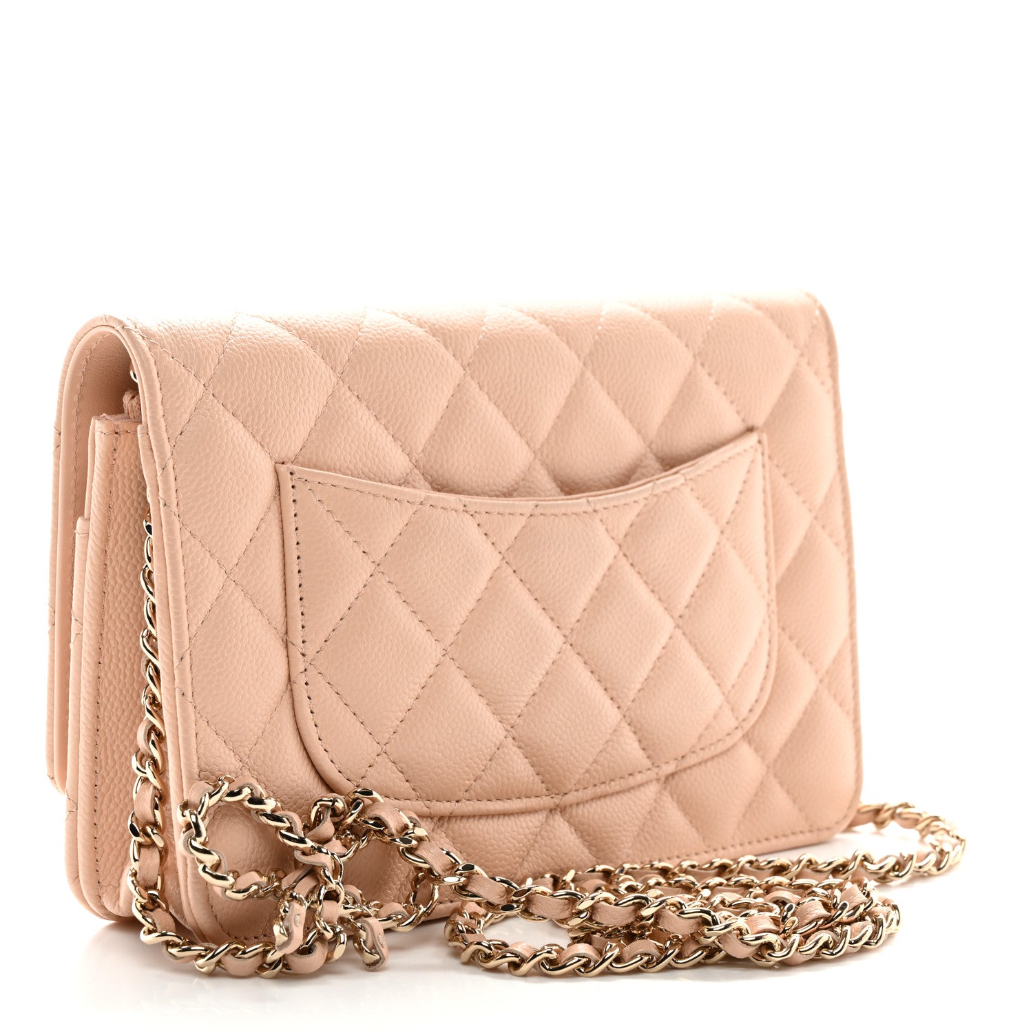 Chanel Caviar Quilted Bow Wallet On Chain WOC Light Beige 3 of 11