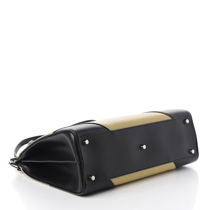Gucci Smooth Calfskin Diagonal Striped Medium Zumi Top Handle Bag Black Beige 3 of 10