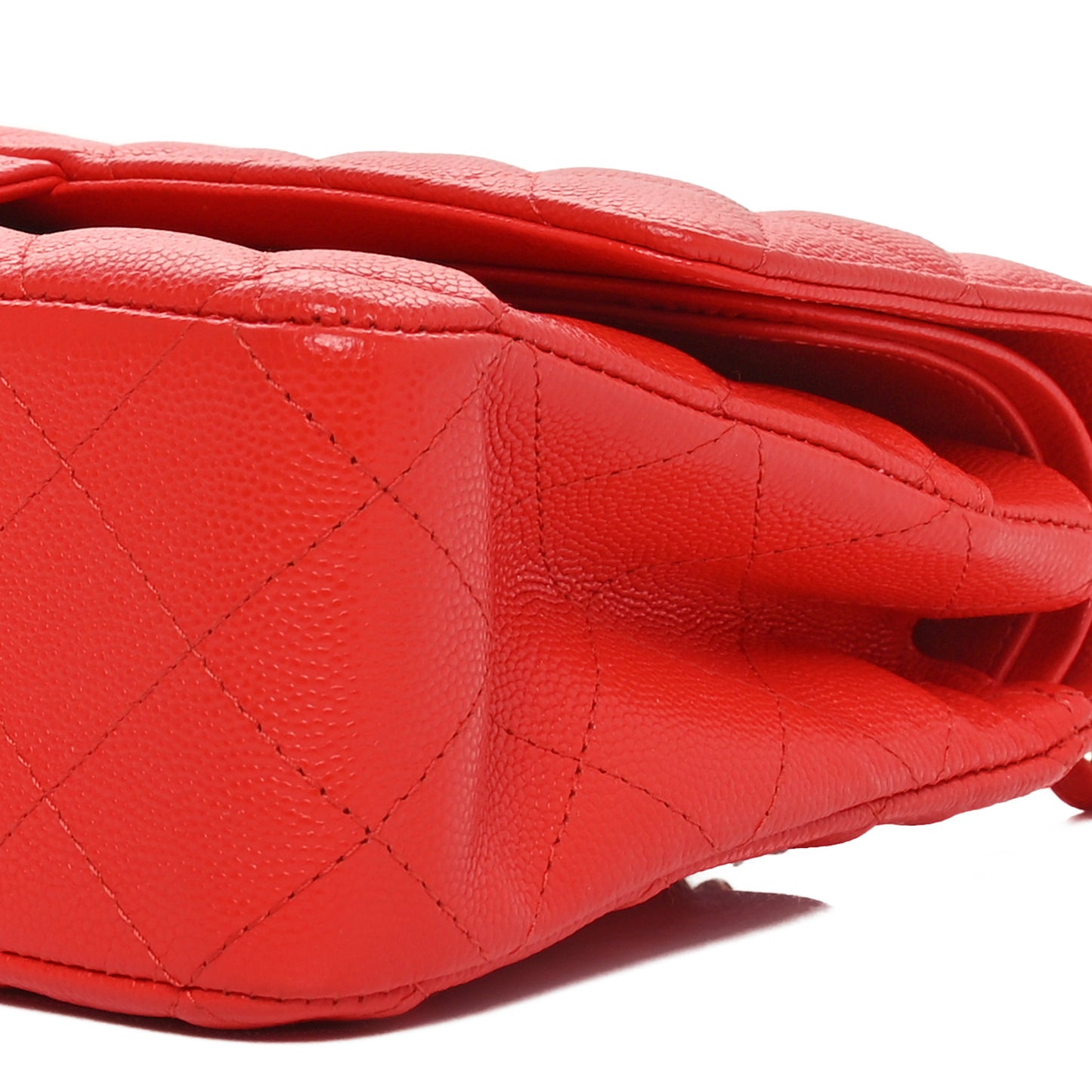 Caviar Quilted Medium Double Flap Red