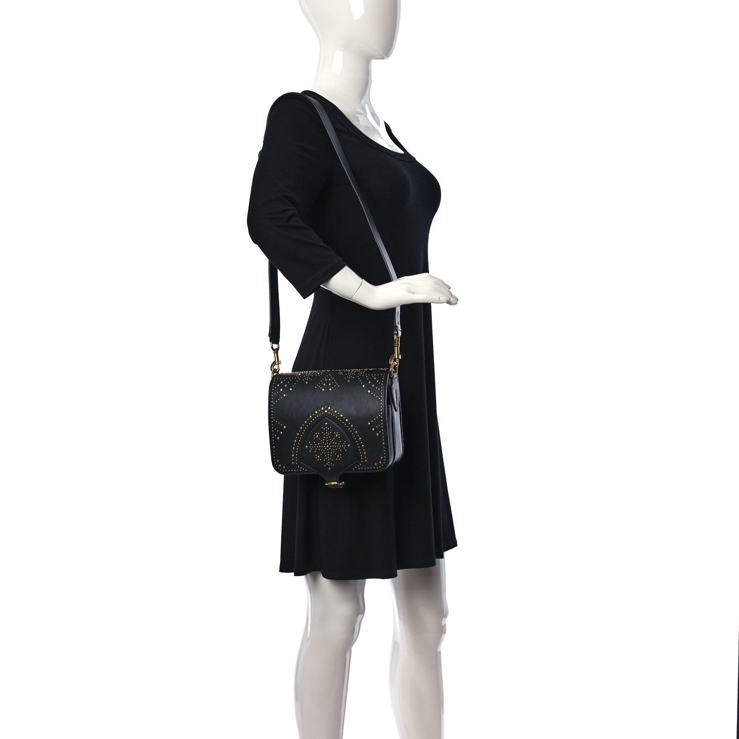 Burberry Calfskin Studded Square Satchel Black 2 of 14