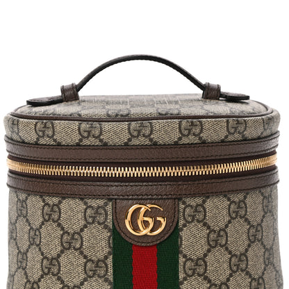 Gucci GG Supreme Monogram Textured Calfskin Web Ophidia Vanity Cosmetic Case Beige Ebony New Acero 9 of 12