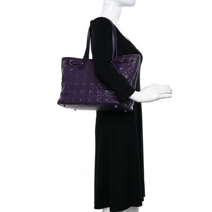 Christian Dior Coated Canvas Cannage Medium Panarea Tote Purple 2 of 20