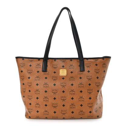MCM Visetos Medium Shopper Tote Cognac Black 1 of 10