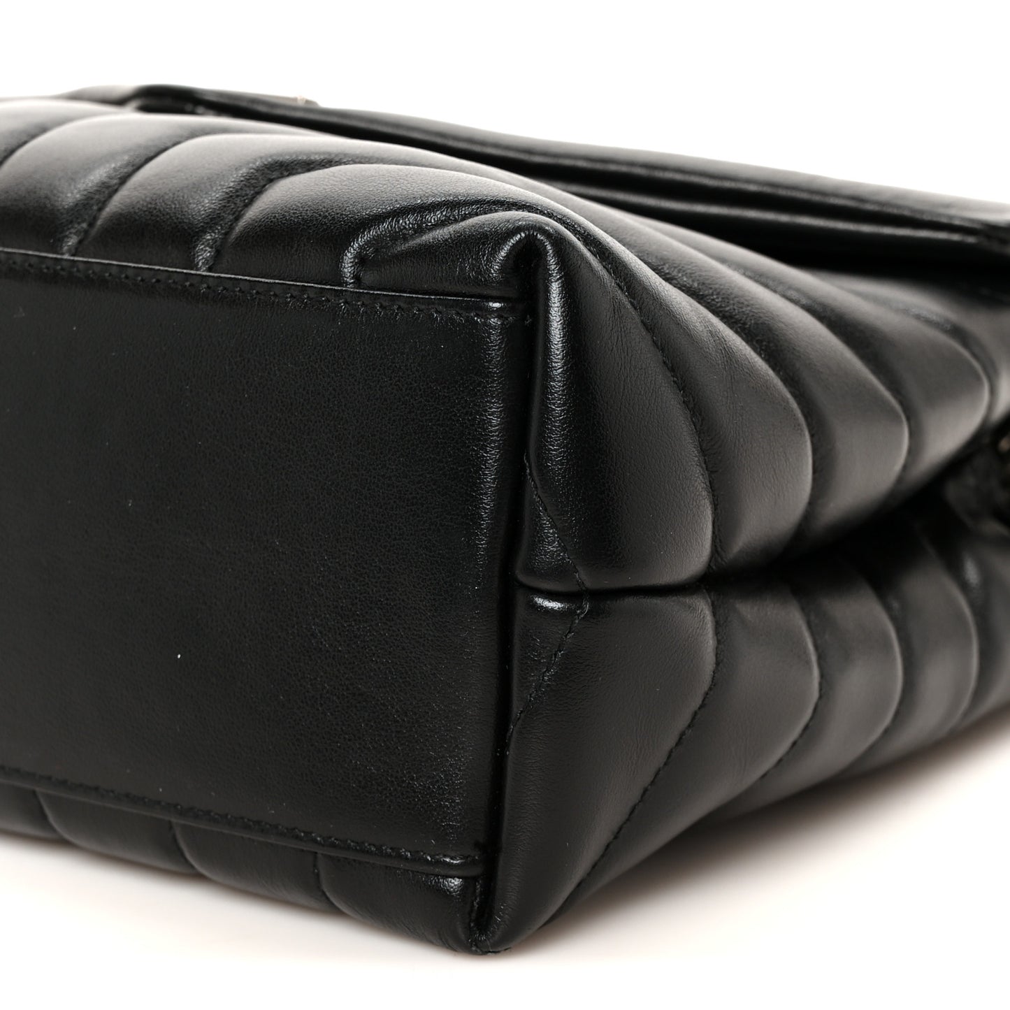 Calfskin Y Quilted Monogram Small Loulou Crossbody Bag Black