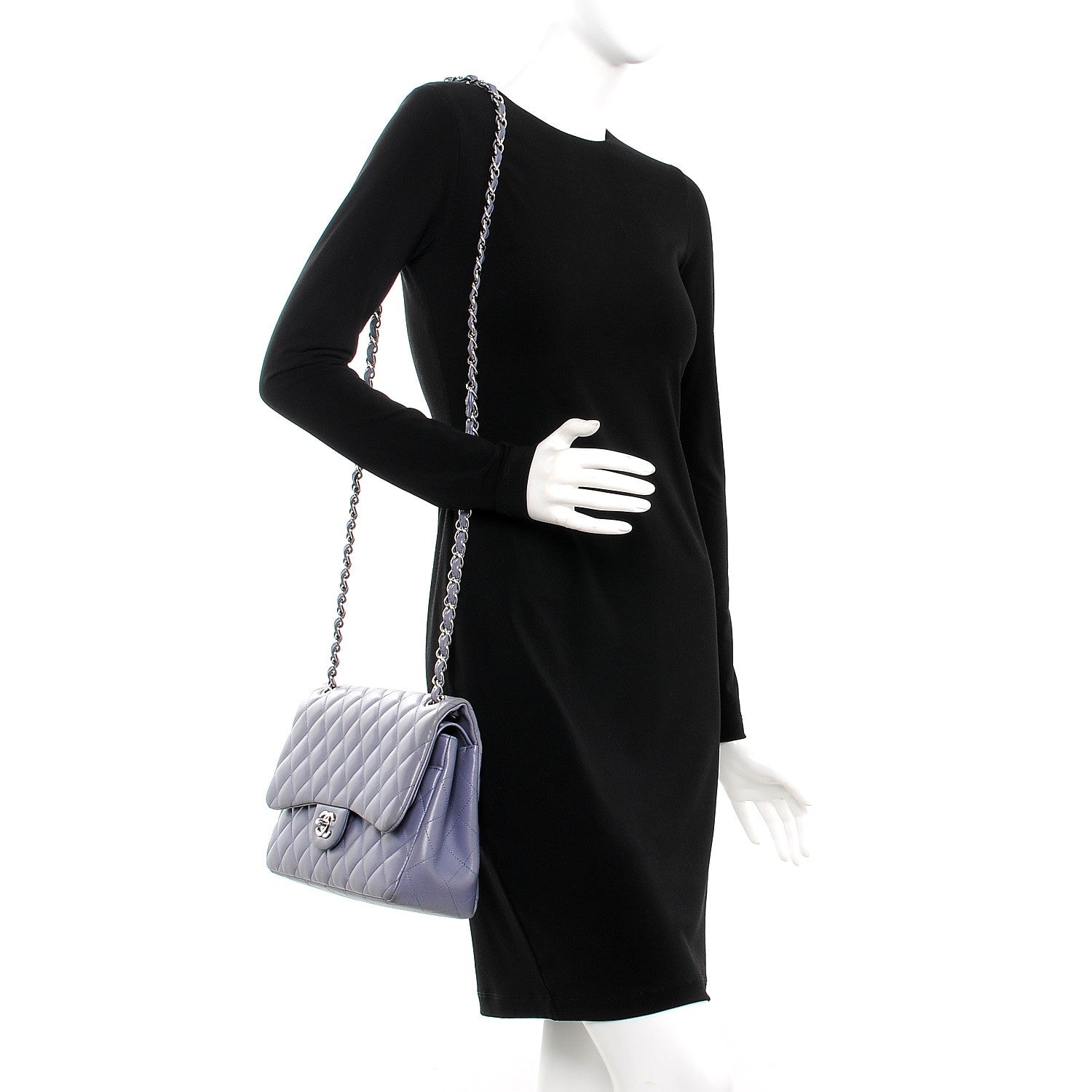 Chanel Lambskin Quilted Jumbo Double Flap Purple 2 of 9