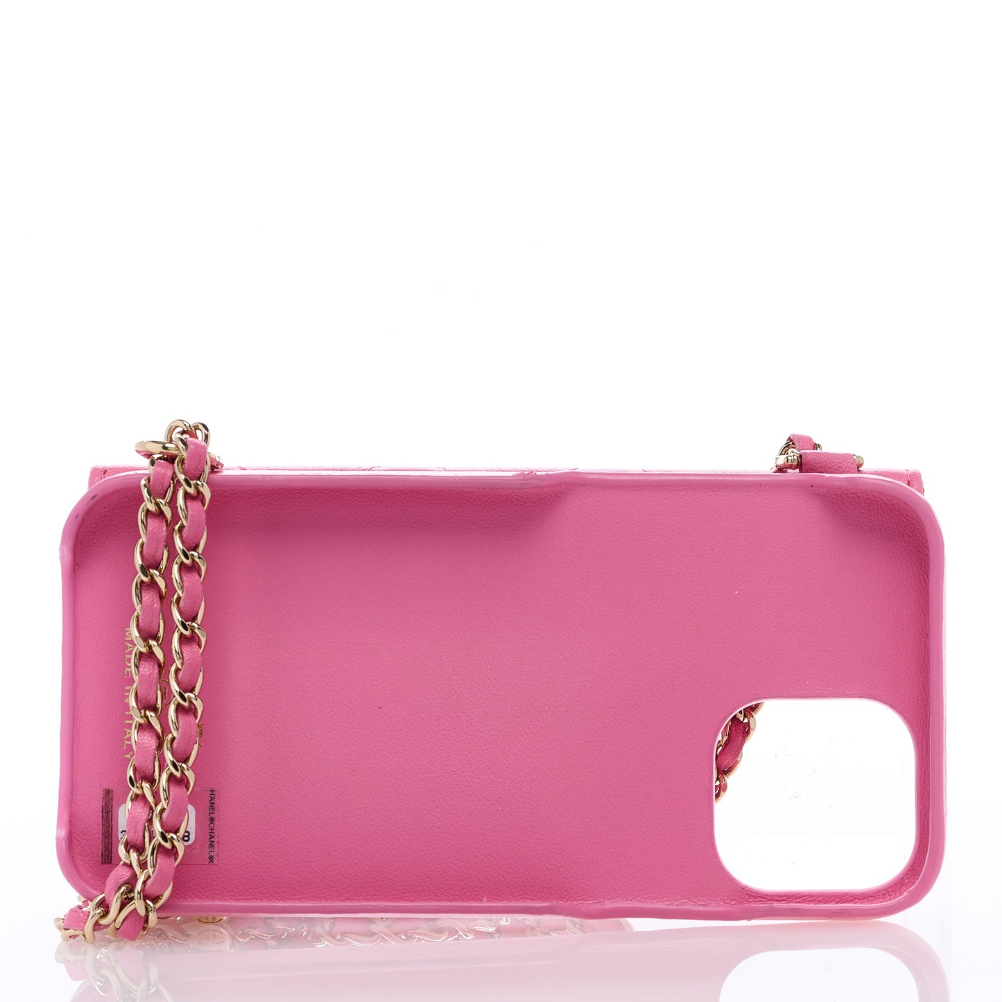 Lambskin Quilted iPhone XII Case With Chain Pink