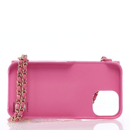 Chanel Lambskin Quilted iPhone XII Case With Chain Pink 4 of 6