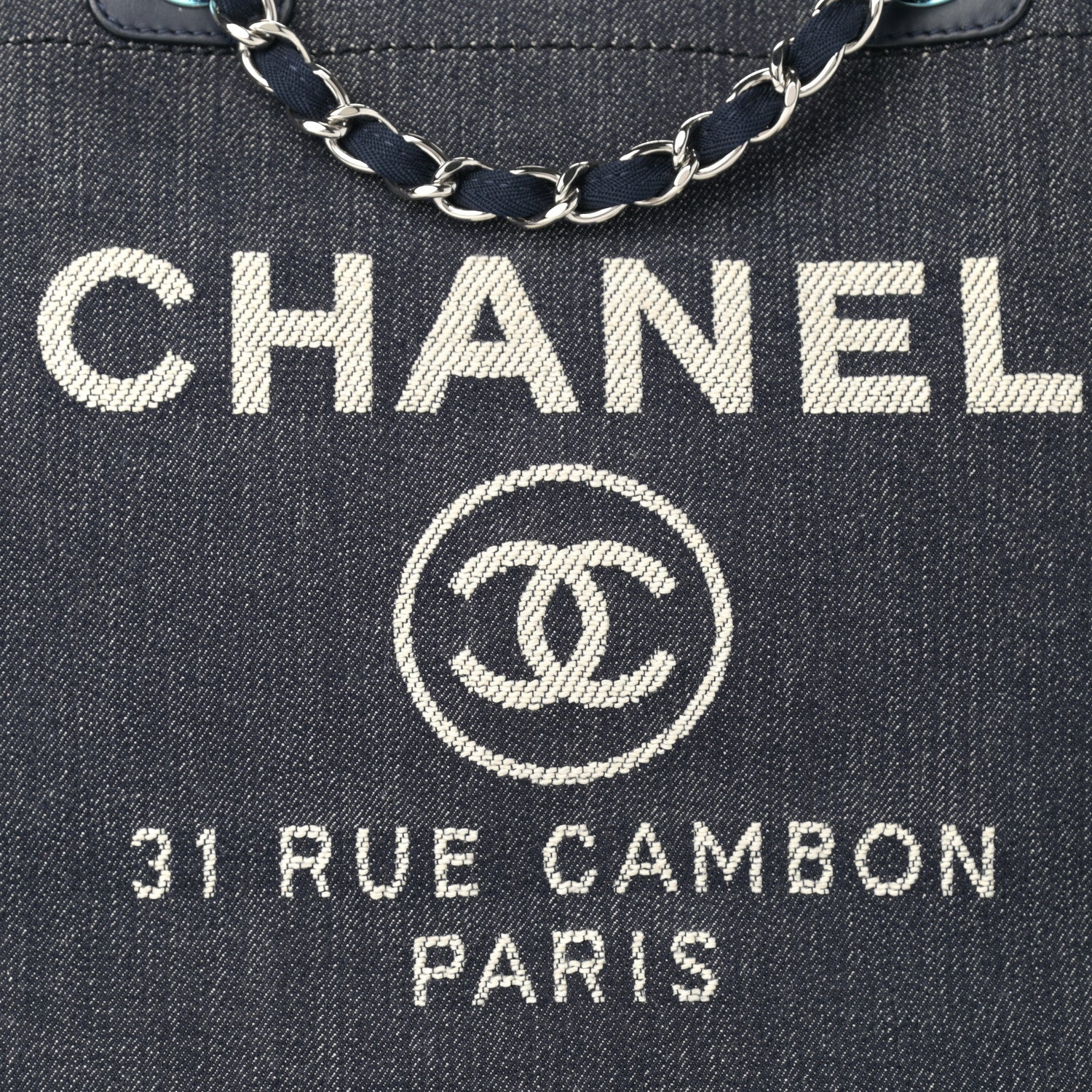 Chanel Denim Medium Deauville Tote Dark Blue 7 of 11