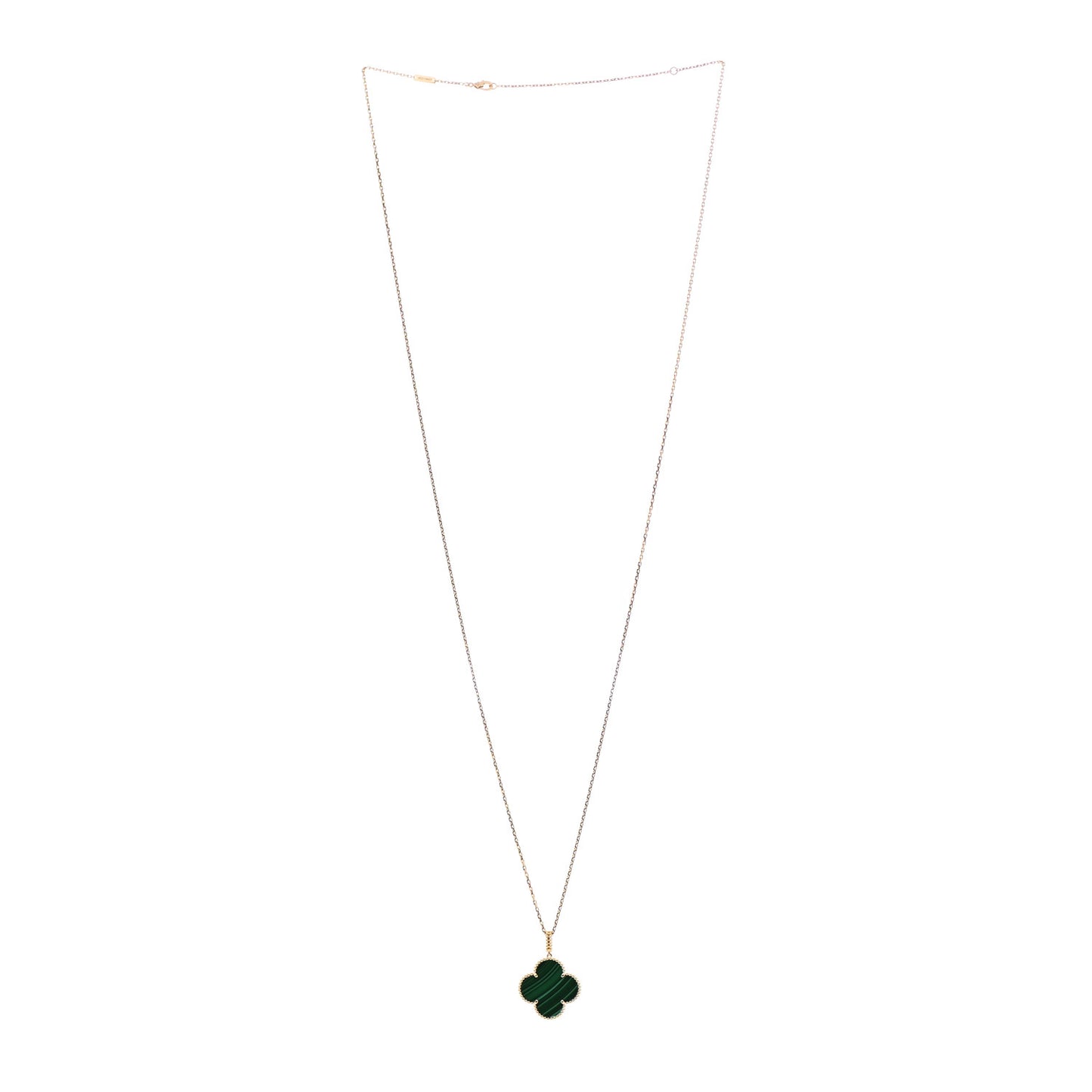18K Yellow Gold Malachite Magic Alhambra Pendant Necklace