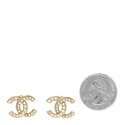 Chanel Crystal Pearl CC Earrings Gold 2 of 4