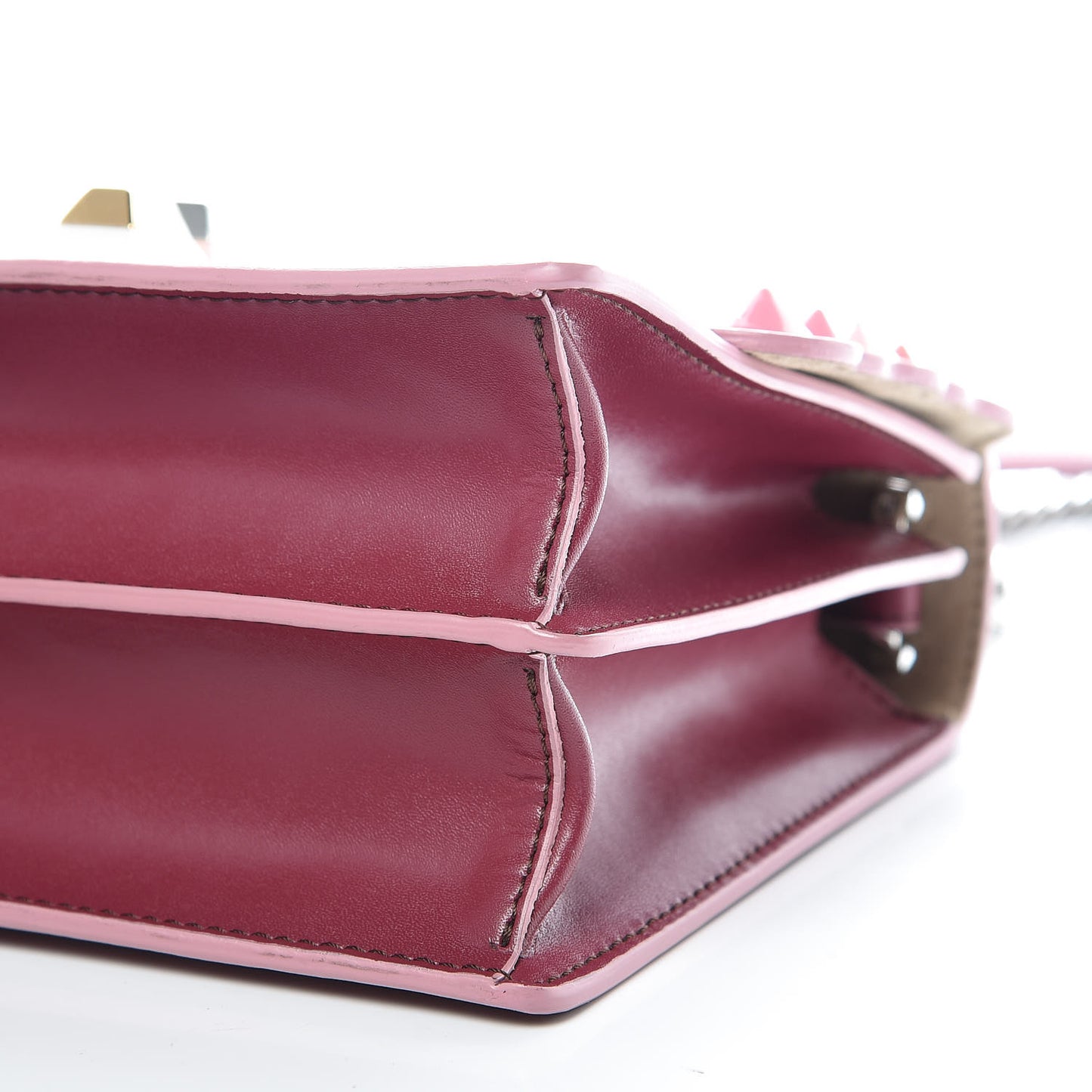 Vitello Liberty Scalloped Studded Small Kan I Shoulder Bag Black Cherry Multicolor