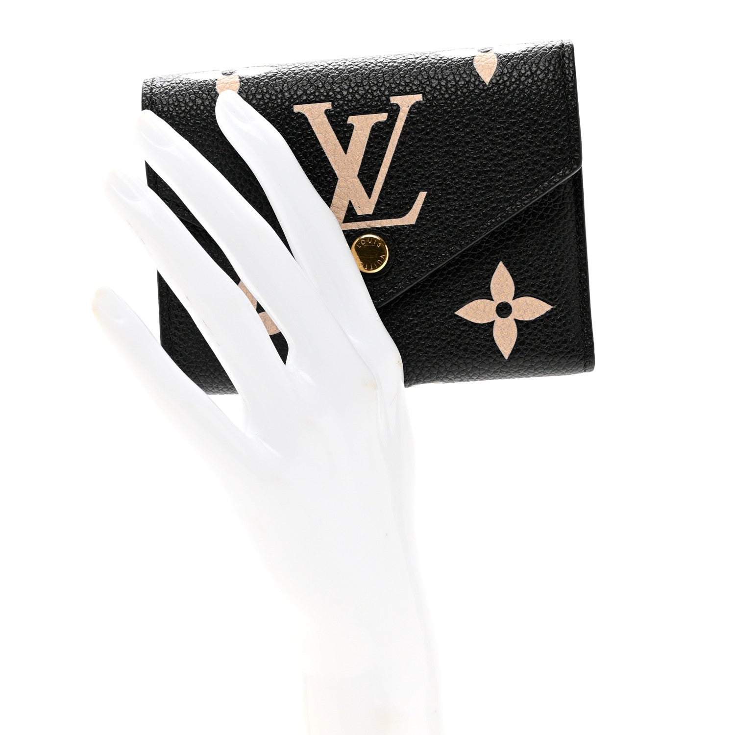 Louis Vuitton Empreinte Monogram Giant Victorine Wallet Black Beige 2 of 7