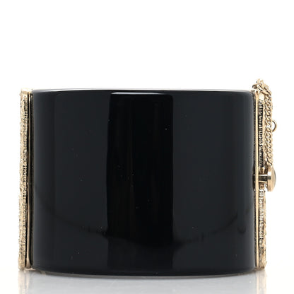 Chanel Resin CC Wide Cuff Black Gold 3 of 6
