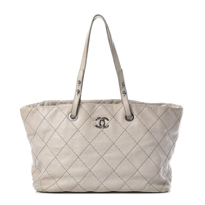 Chanel Glazed Calfskin Large On The Road Tote Light Grey 1 of 22