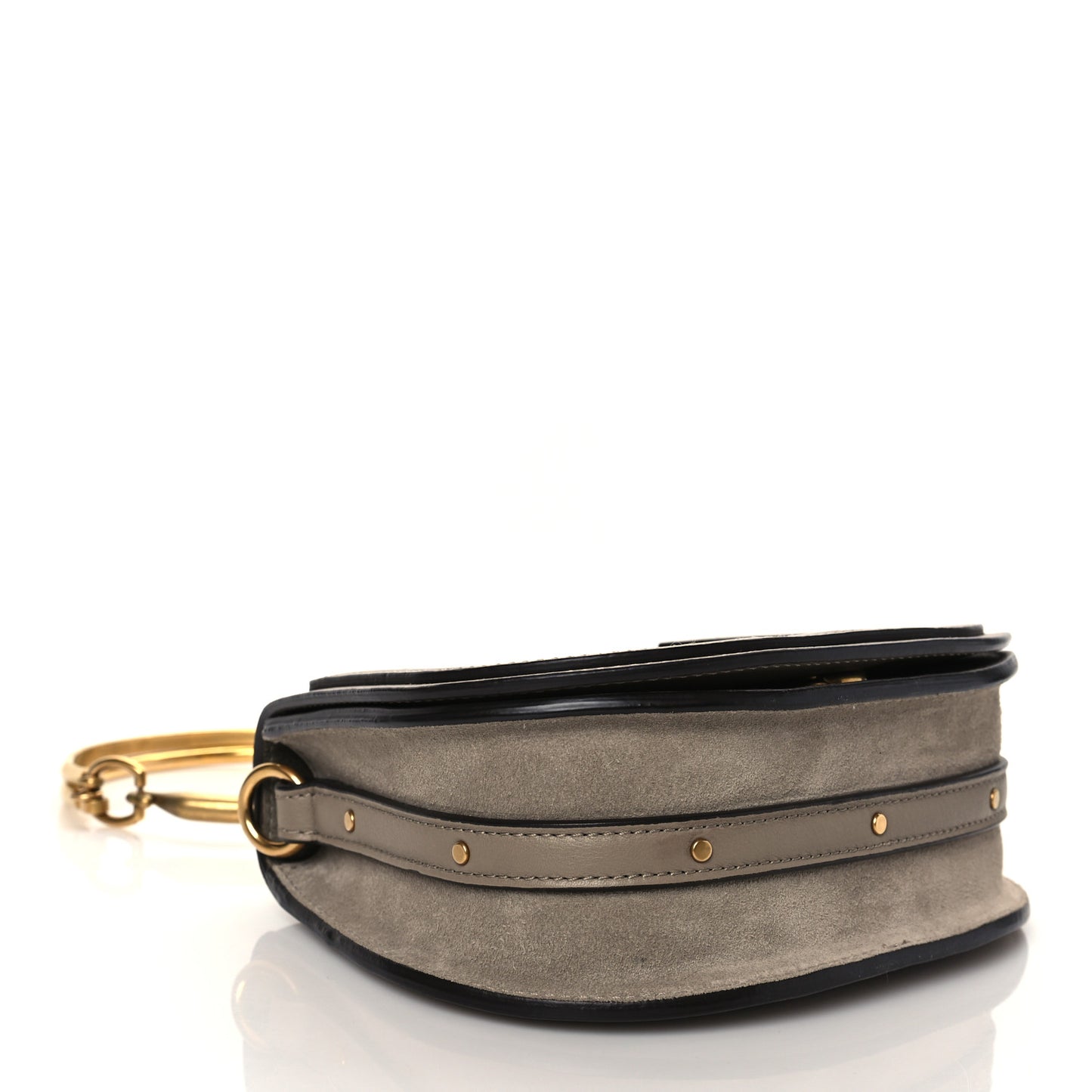 Calfskin Suede Small Nile Bracelet Bag Motty Grey