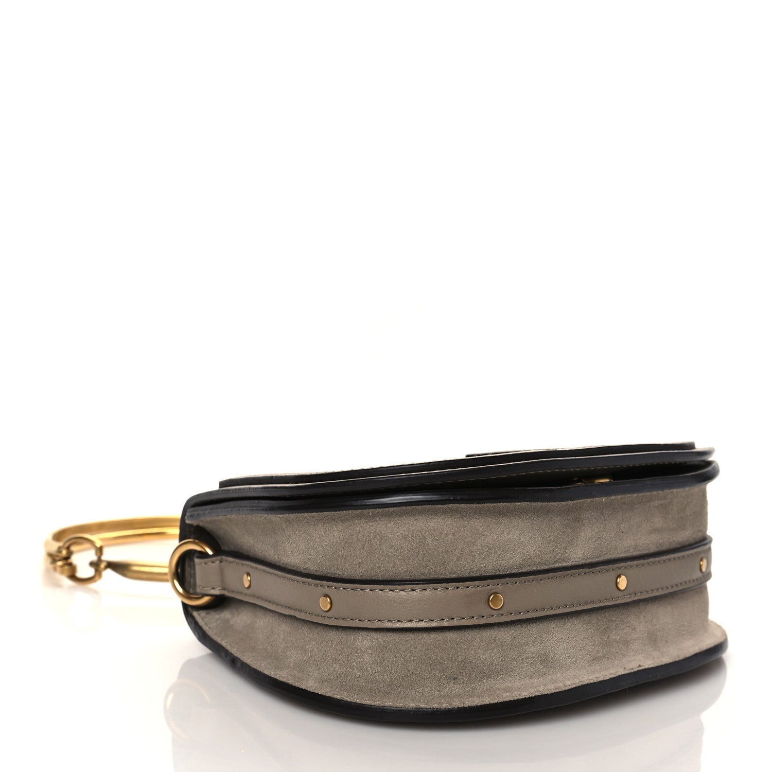 Chloe Calfskin Suede Small Nile Bracelet Bag Motty Grey 3 of 9