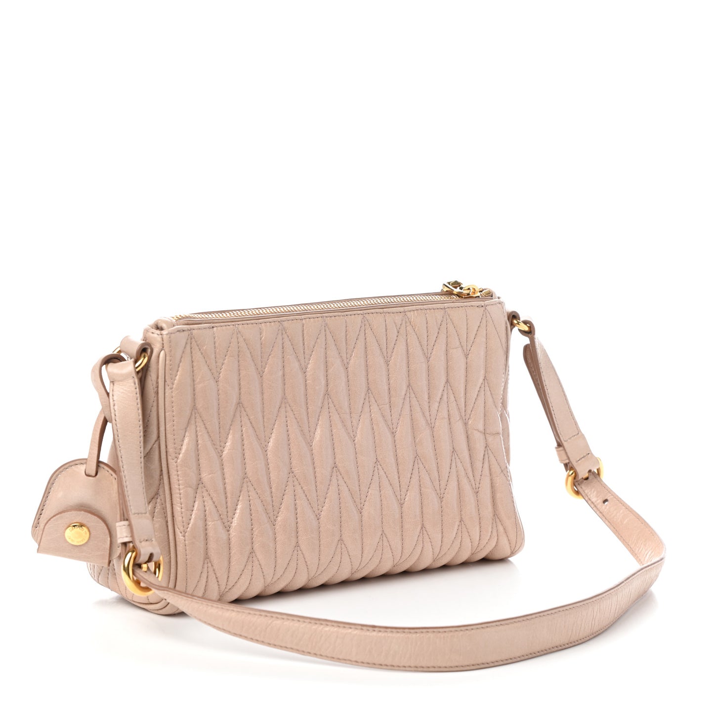 Vitello Lux Matelasse Bow Shoulder Bag Cipria