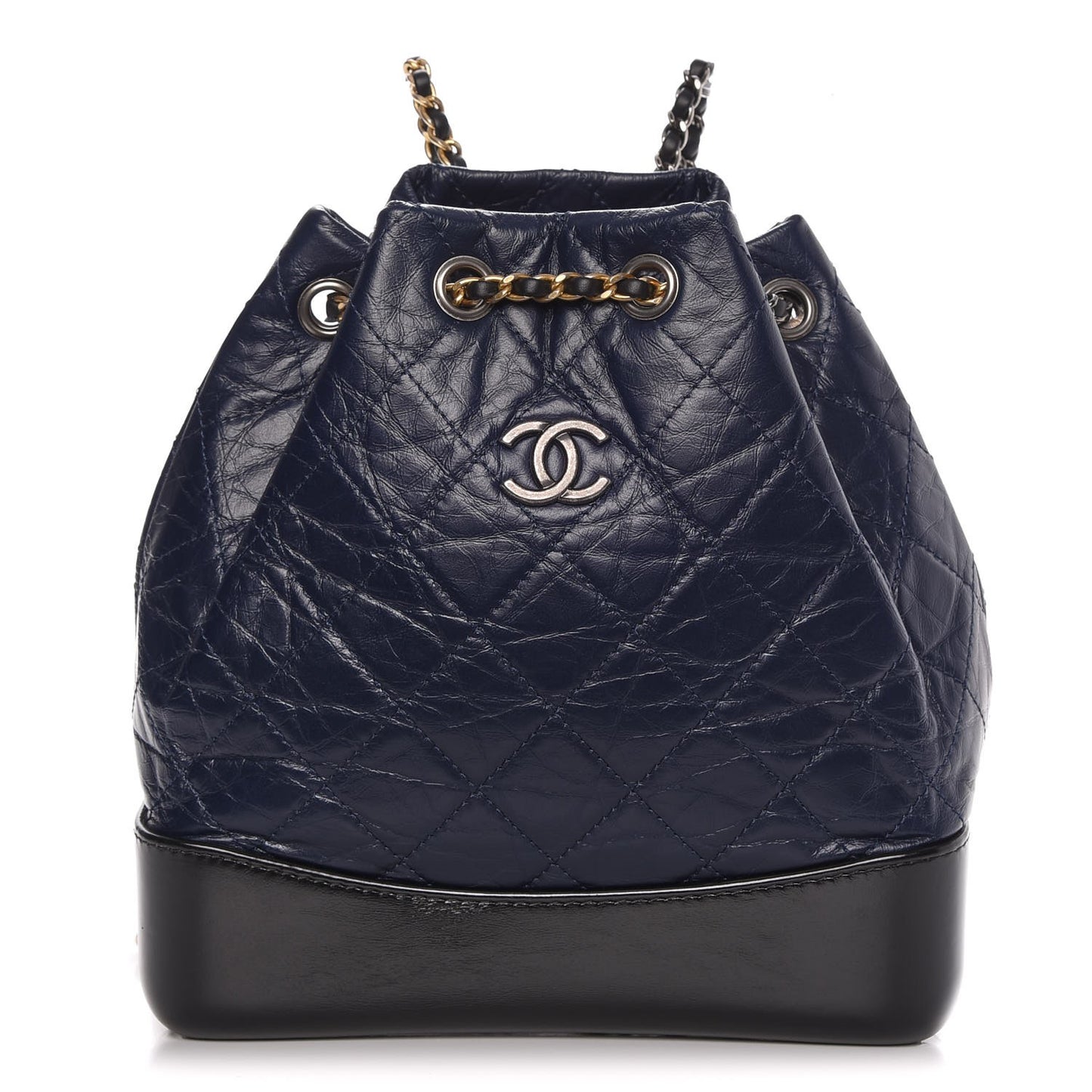 Aged Calfskin Quilted Small Gabrielle Backpack Blue Black
