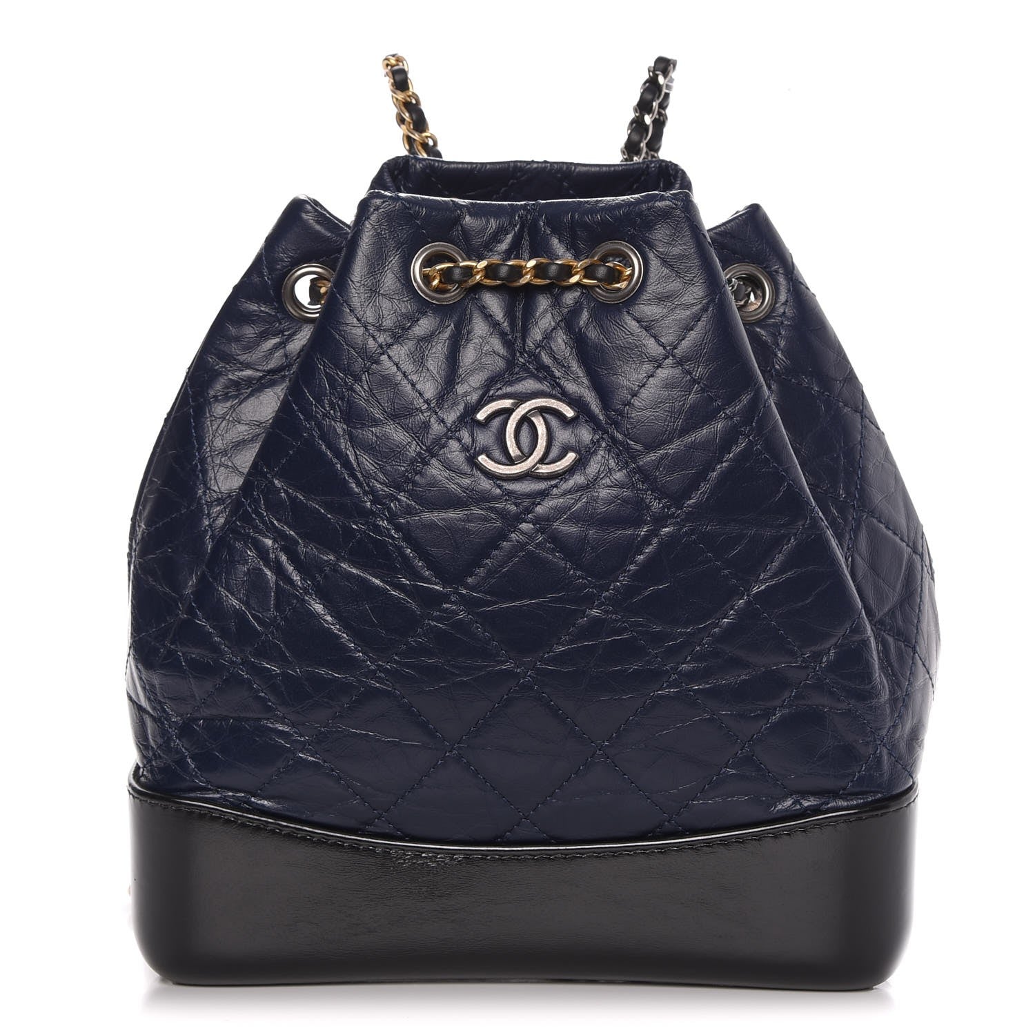 Chanel Aged Calfskin Quilted Small Gabrielle Backpack Blue Black 1 of 10