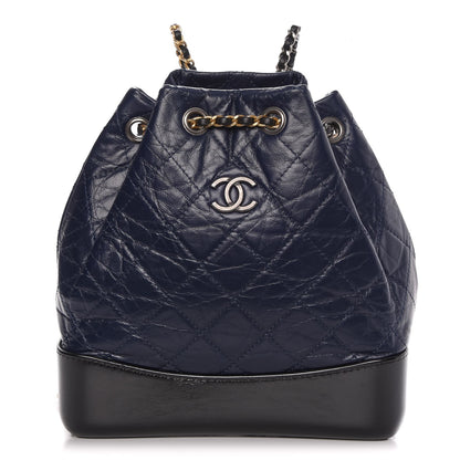Chanel Aged Calfskin Quilted Small Gabrielle Backpack Blue Black 1 of 10