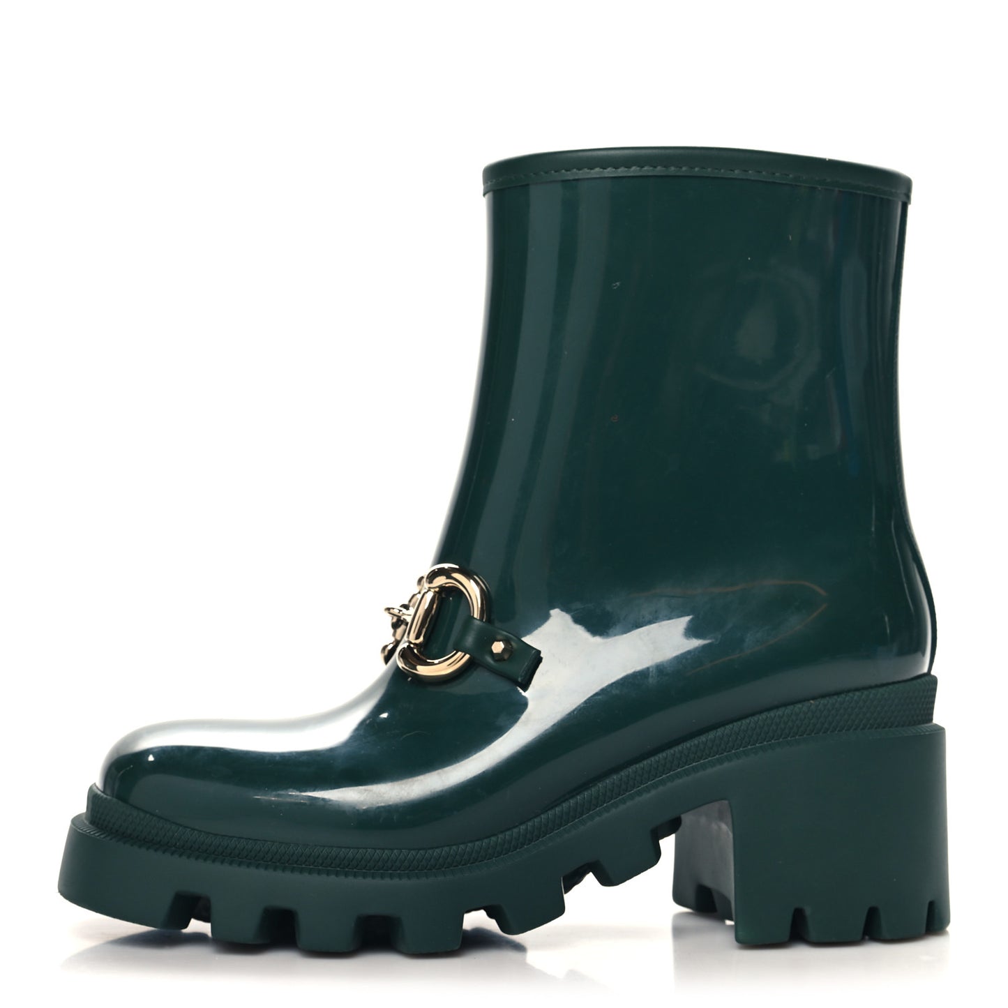 Rubber Womens Horsebit Ankle Boots 36 Vintage Green