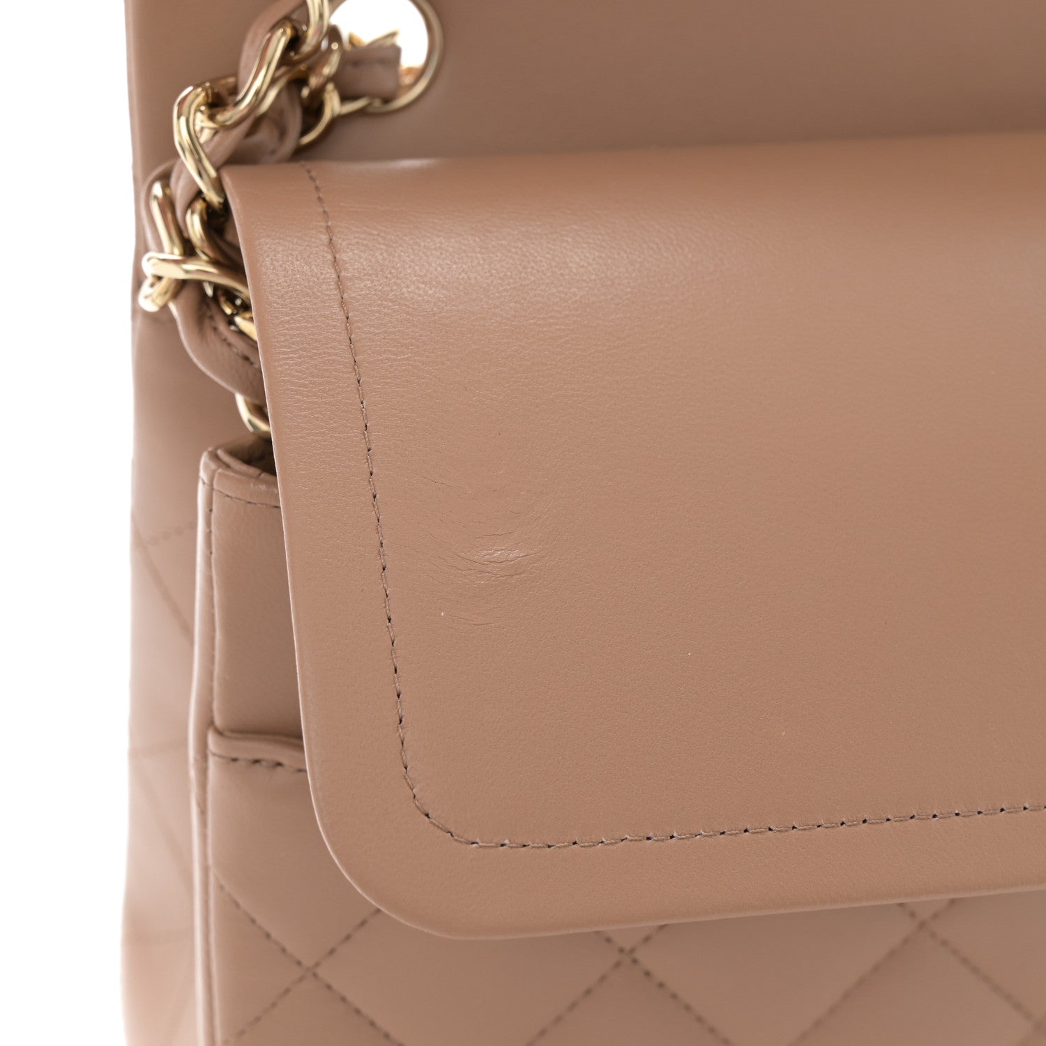 Chanel Lambskin Quilted Jumbo Double Flap Dark Beige 11 of 11