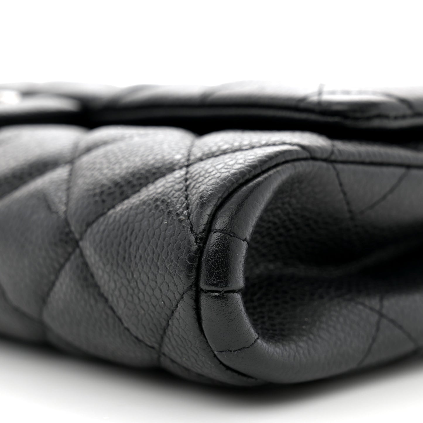 Caviar Quilted Clutch With Chain Flap Black