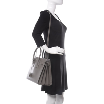 Saint Laurent Grained Calfskin Topstitch Small Sac De Jour Grey 2 of 9