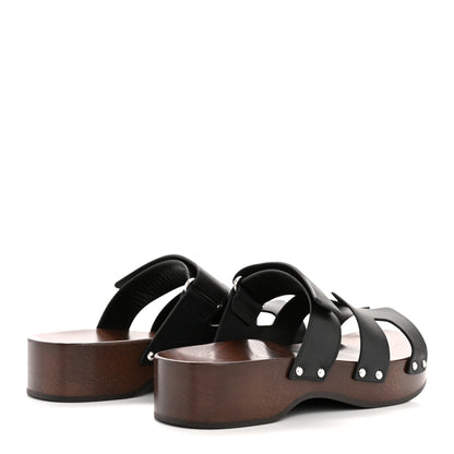 Hermes Calfskin Womens Kos Clog 37 Black 37 Black 5 of 9