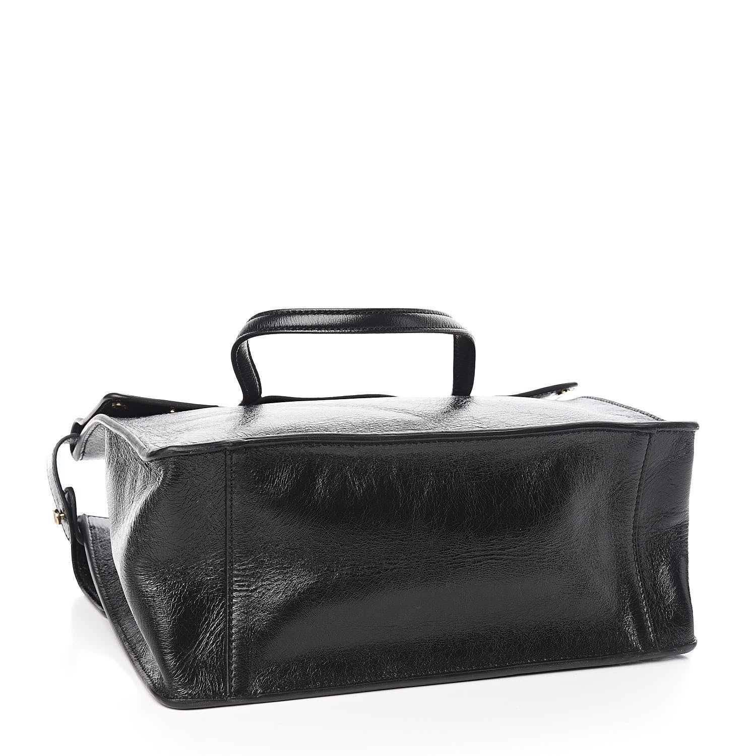 Fendi Agnello Old Shine Vitello Go Rain Large Flip Tote Black Marrone 4 of 8
