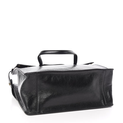 Fendi Agnello Old Shine Vitello Go Rain Large Flip Tote Black Marrone 4 of 8