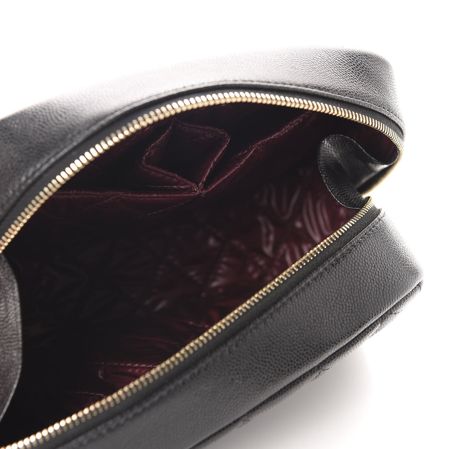 Caviar Quilted Curvy Pouch Cosmetic Case Black
