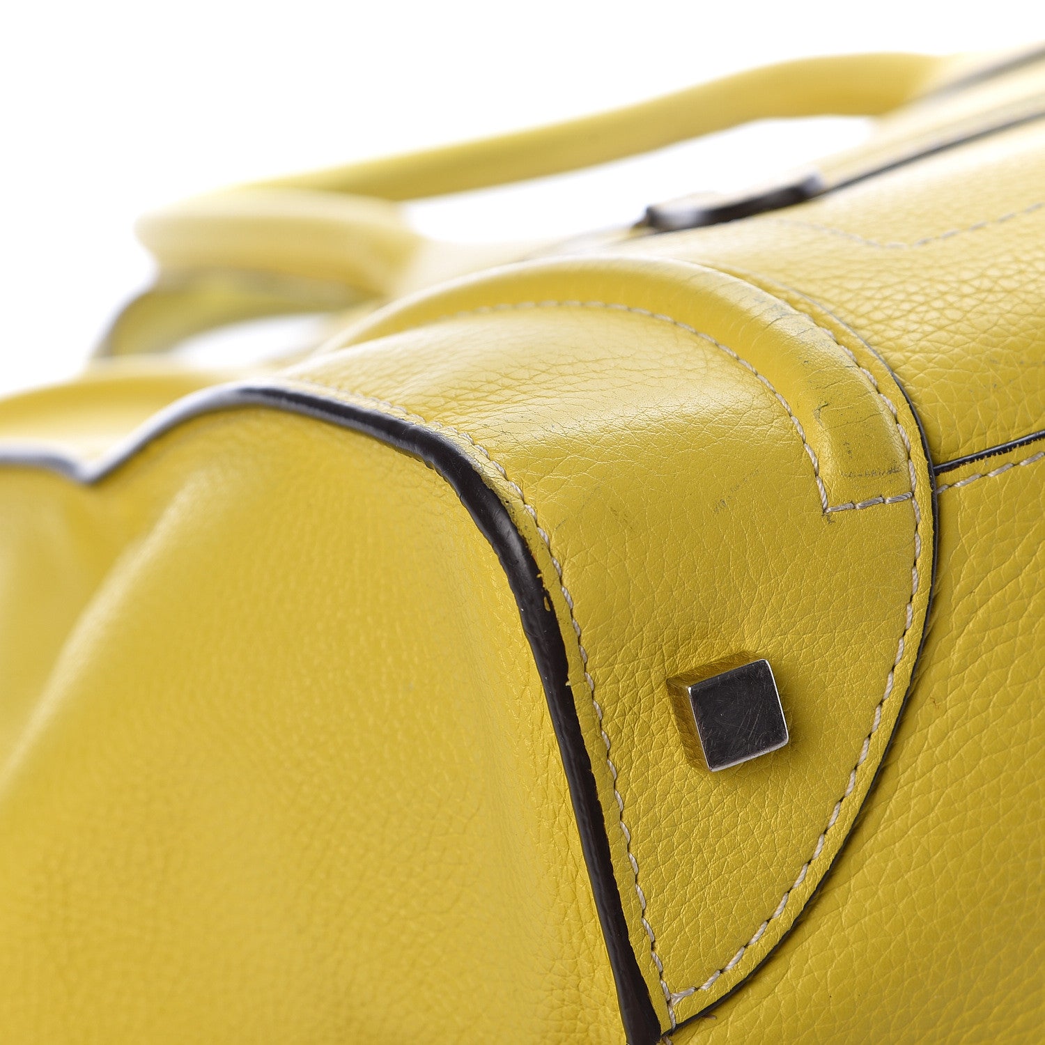 Celine Drummed Calfskin Mini Luggage Citron 14 of 26