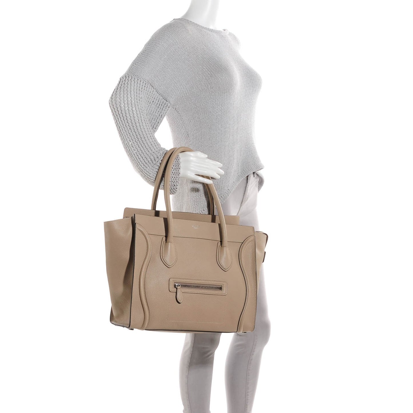 Drummed Calfskin Shoulder Luggage Dune