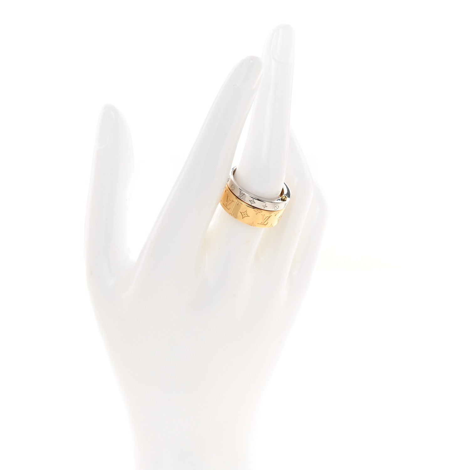 Louis Vuitton Monogram Double Nanogram Ring M Gold Palladium