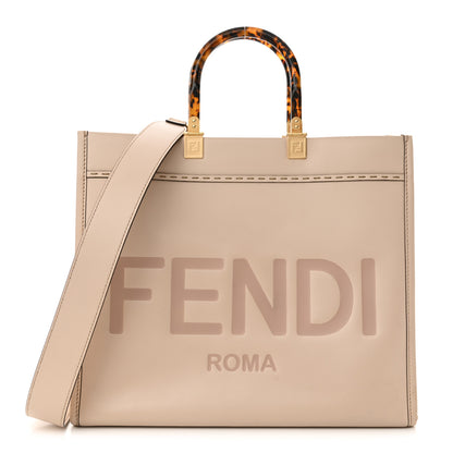 Fendi Vitello King Plexiglass Logo Embossed Medium Fendi Sunshine Shopper Tote Light Rose 1 of 12
