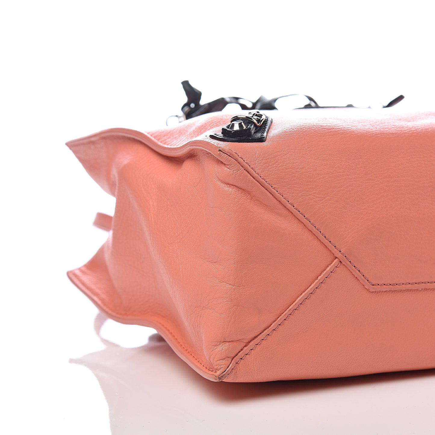 Veau Souple Bi-Color Papier Mini A4 Zip Around Tote Rose Azalee Black