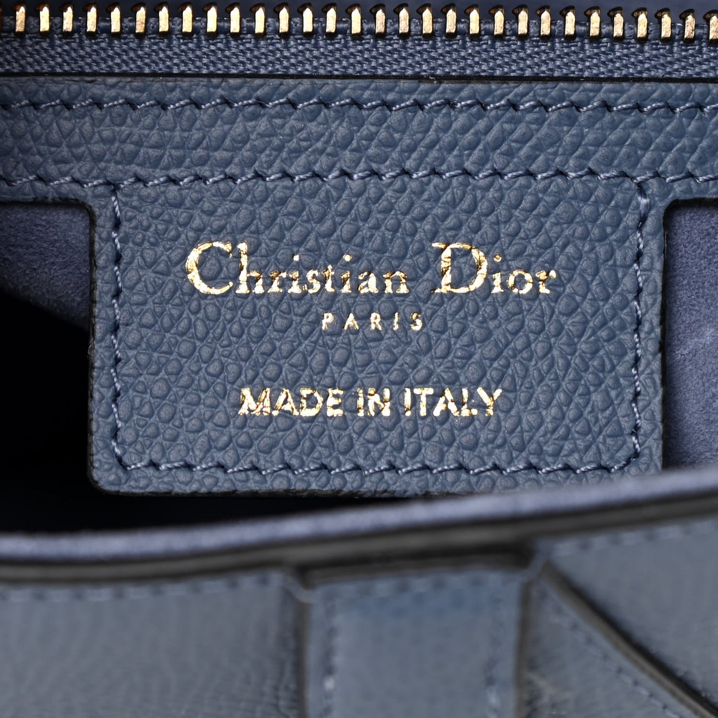 Grained Calfskin Saddle Bag Denim Blue