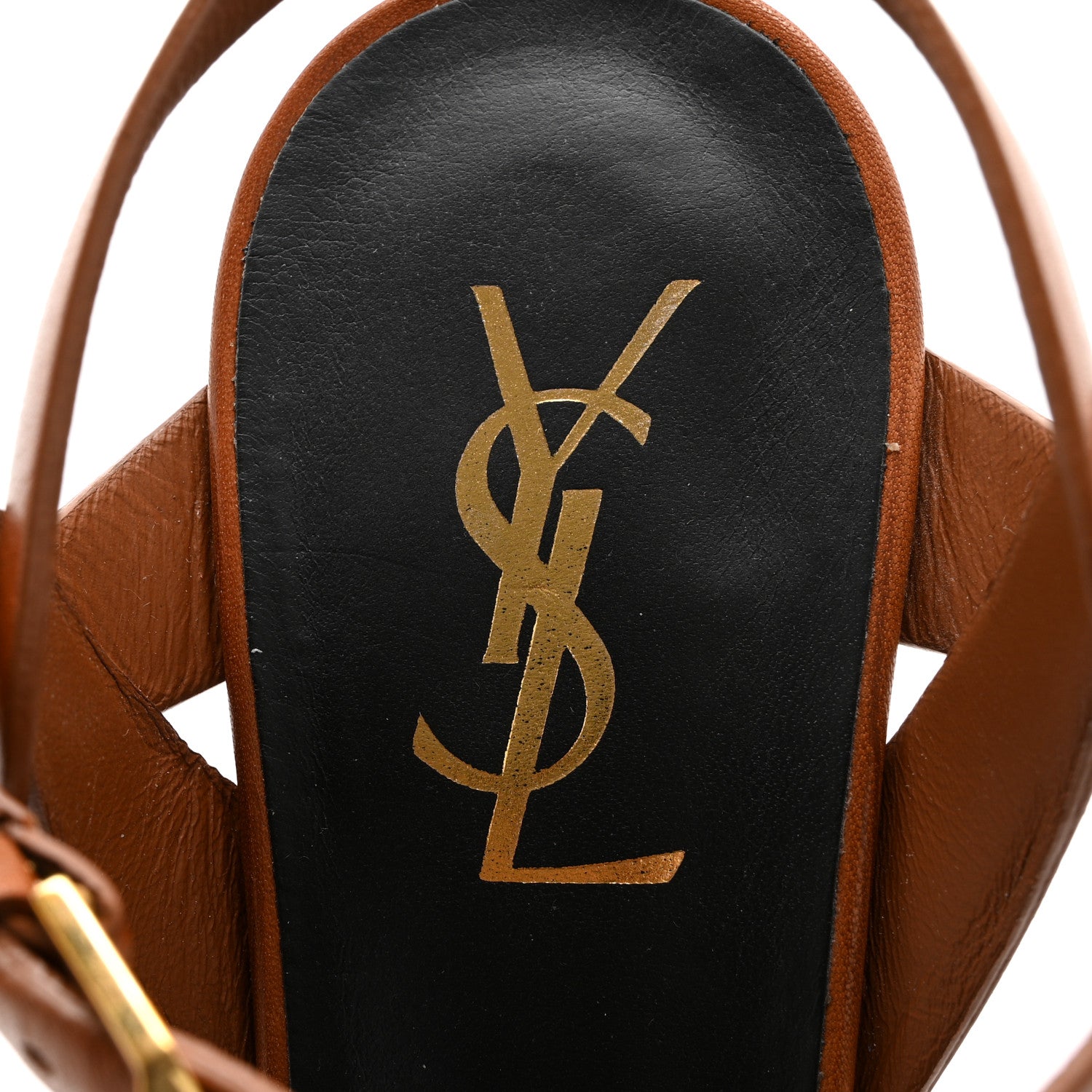 Saint Laurent Calfskin Tribute 105 Platform Sandals 38.5 Amber 6 of 9