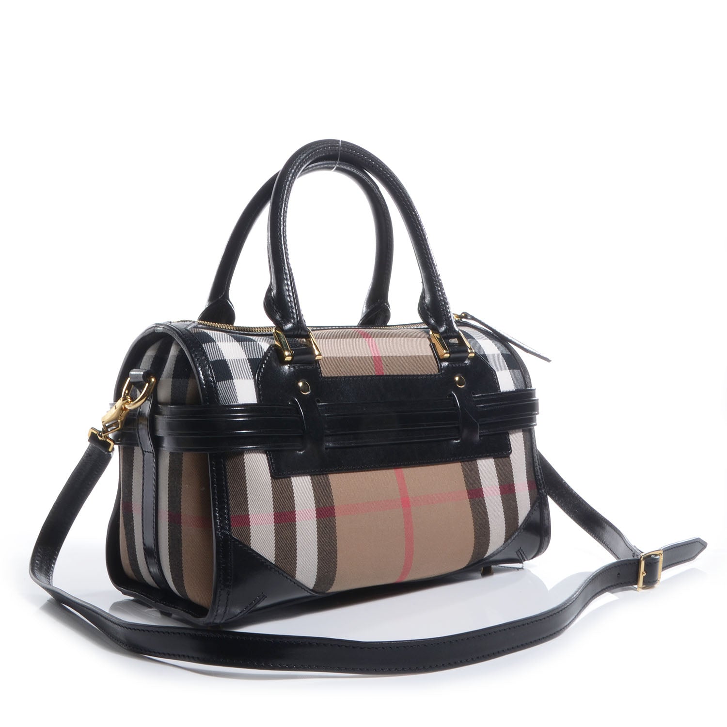Burberry House Check Bridle Calfskin Medium Bowling Bag Black 3 of 9