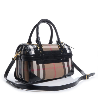 Burberry House Check Bridle Calfskin Medium Bowling Bag Black 3 of 9