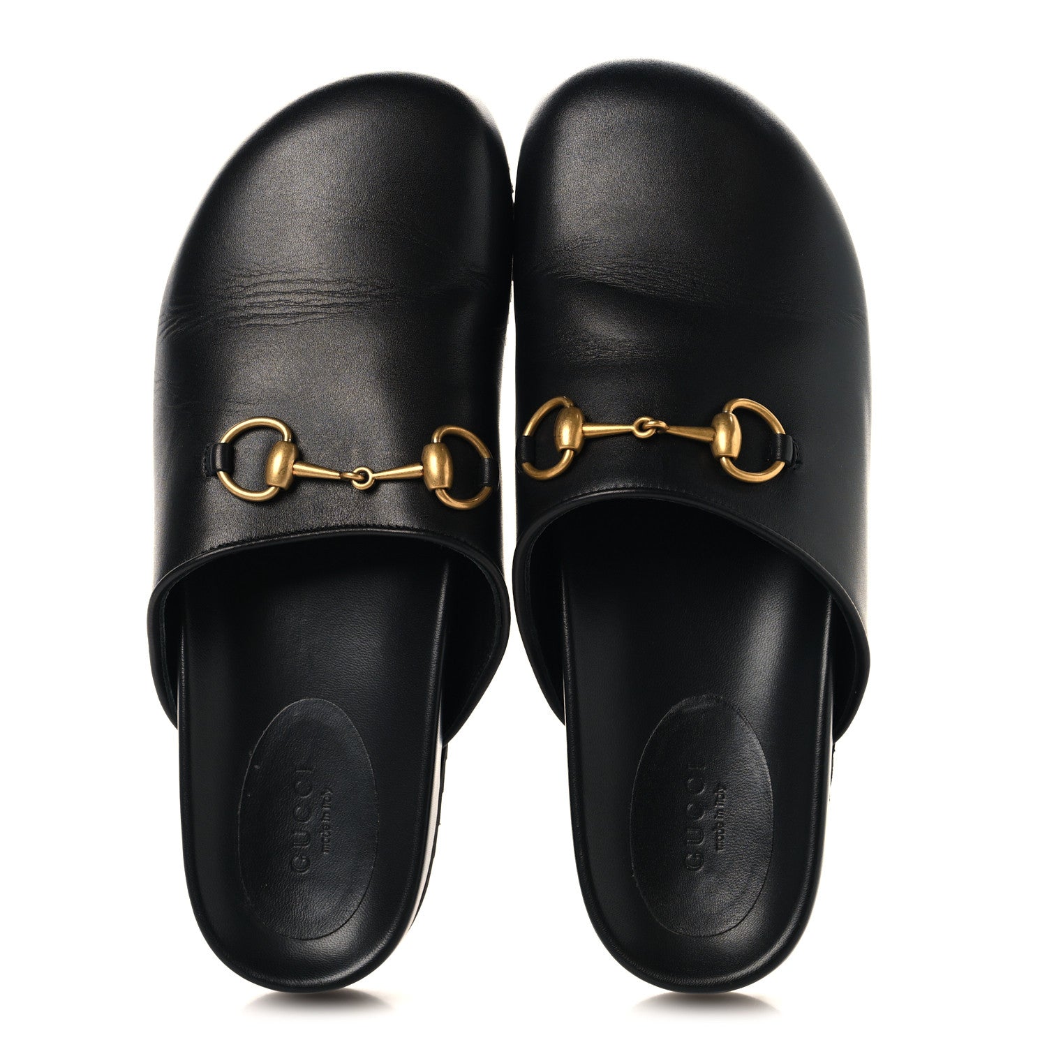 Gucci Jakarta Calfskin Womens Horsebit Slippers 39 Black 2 of 10